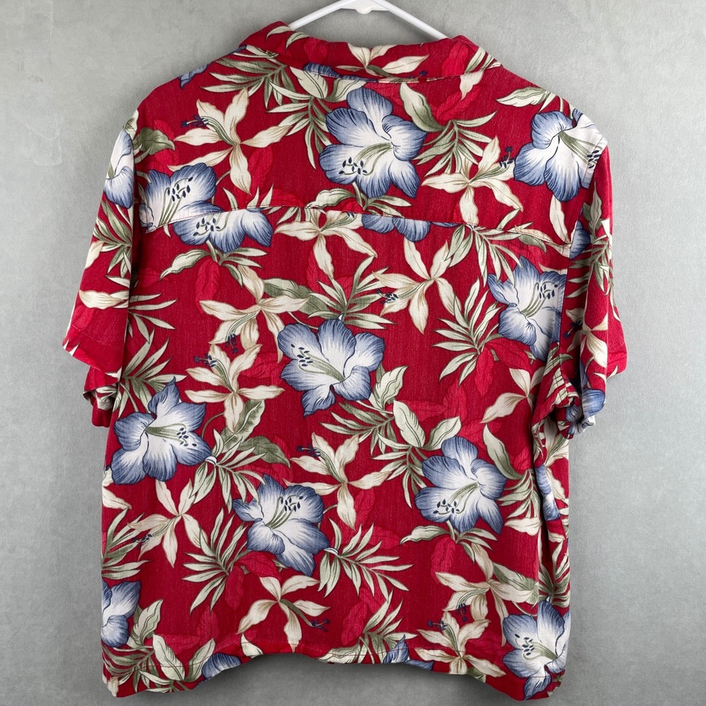 Vtg Havana Jacks Cafe XL Red Floral Hibiscus Rayon Hawaiian Camp Shirt Tropical - Picture 2 of 9
